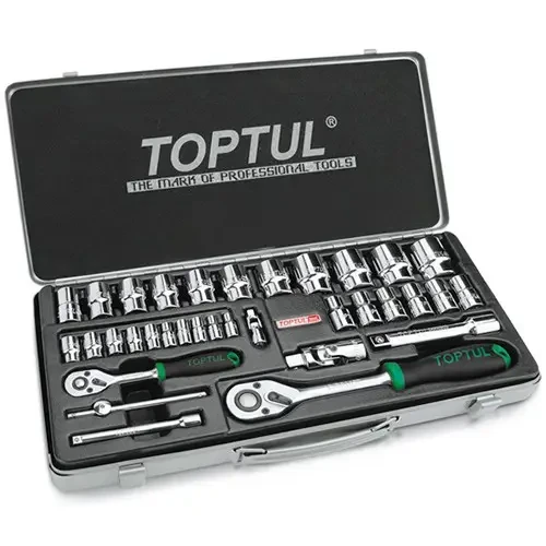 Набор головок с трещоткой TOPTUL GCAD3401, 1/4", 1/2" 34ед.