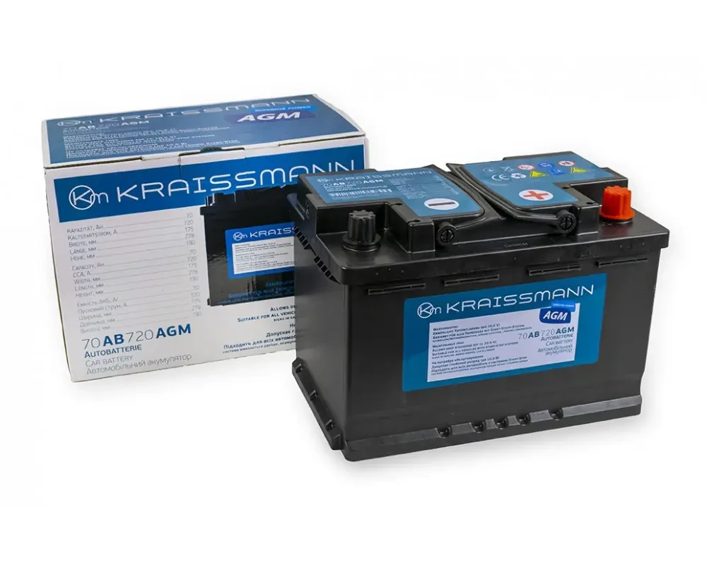 Автомобильный аккумулятор KRAISSMANN 70 AB 720 AGM (гарантия 2 года)