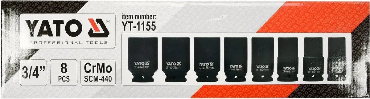 Набір головок торцевих ударних YATO 3/4