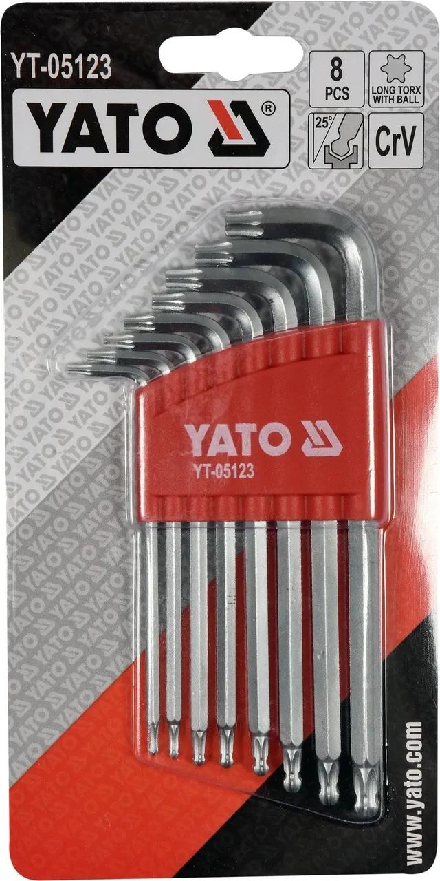 Набір ключів ТОRХ Г-образних з кулею YATO YT-05123, Т9-Т40 8 шт