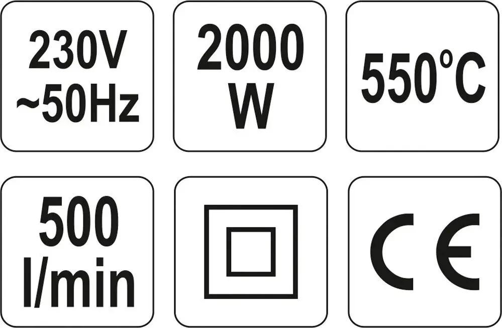Строительный фен YATO YT-82291 (2 кВт 550°C + аксессуары и кейс)