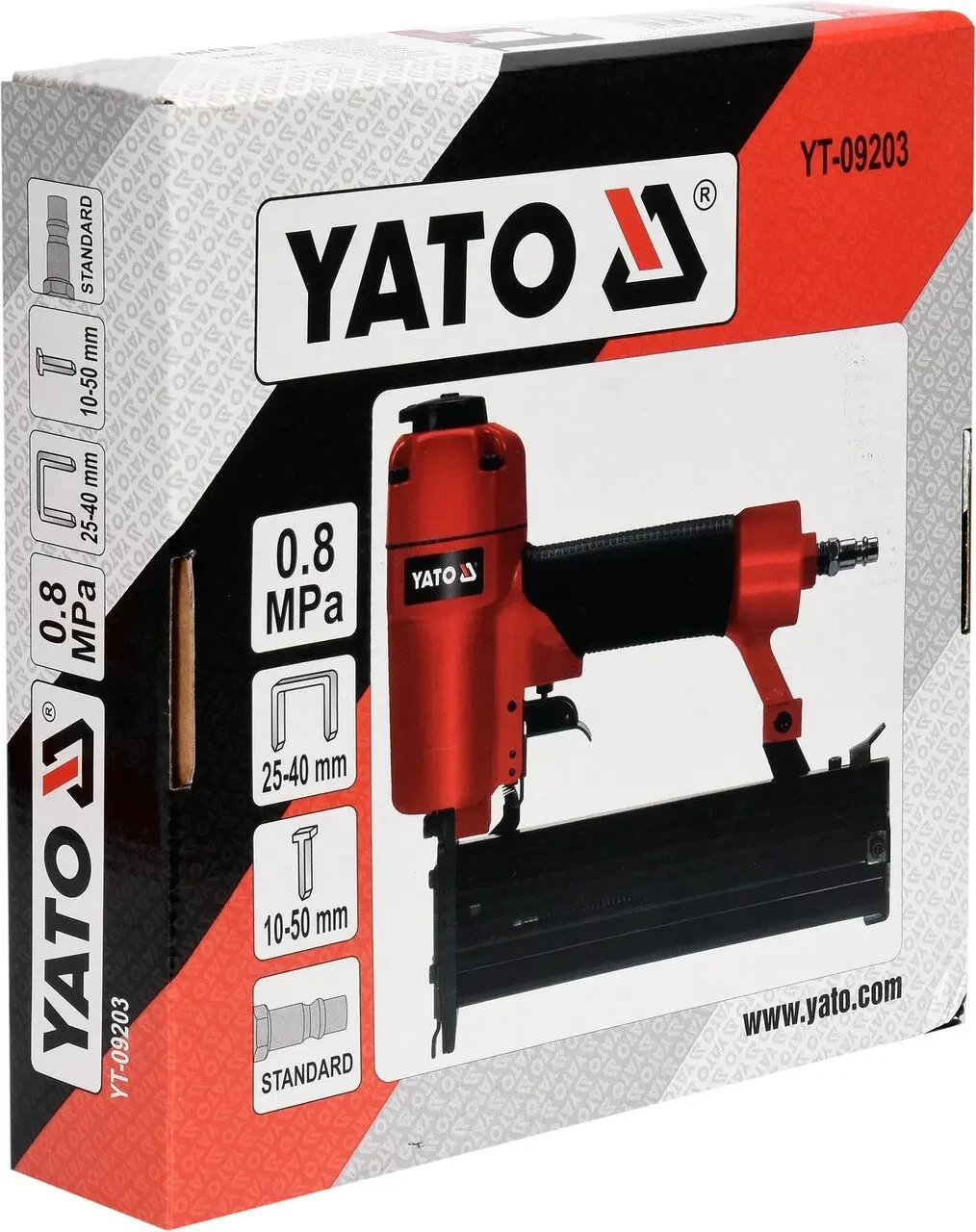 Степлер пневматический YATO YT-09203 для скоб 25-40 х 5.7 мм и гвоздей 10-50 мм