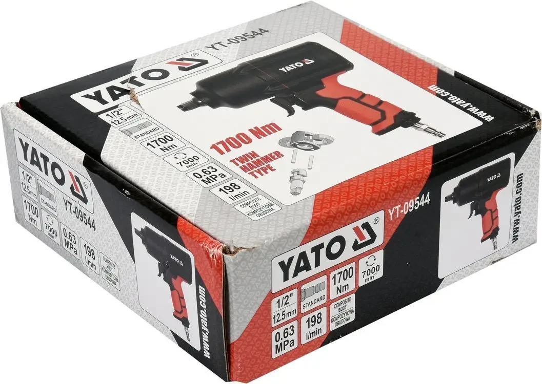 Гайковерт ударный пневматический YATO YT-09544: квадрат 1/2