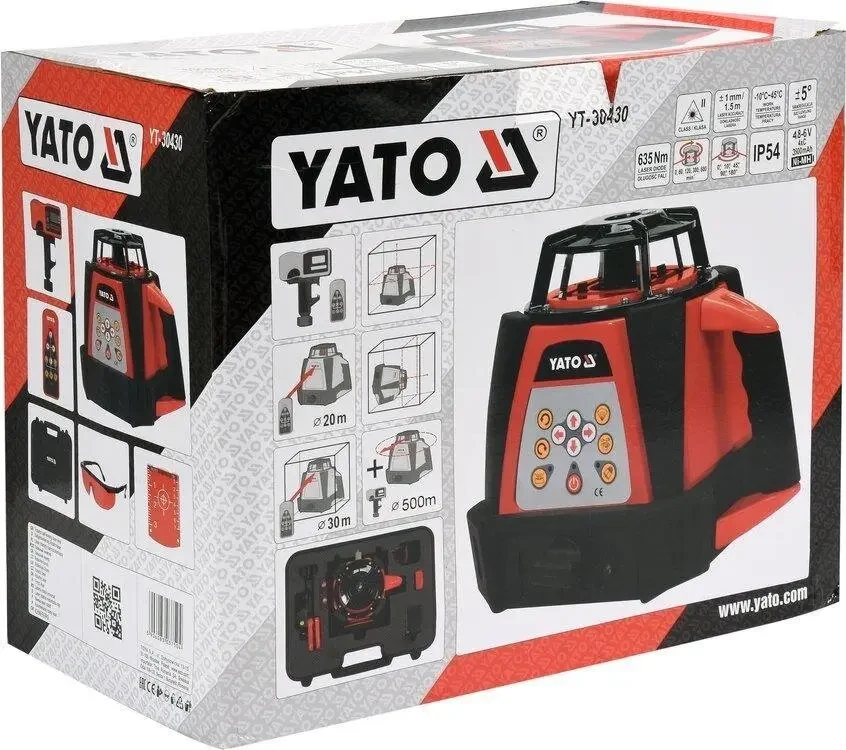 Нівелір лазерний ротаційний стяжка YATO YT-30430, дальність - 20/30/400 м (з датчиком)