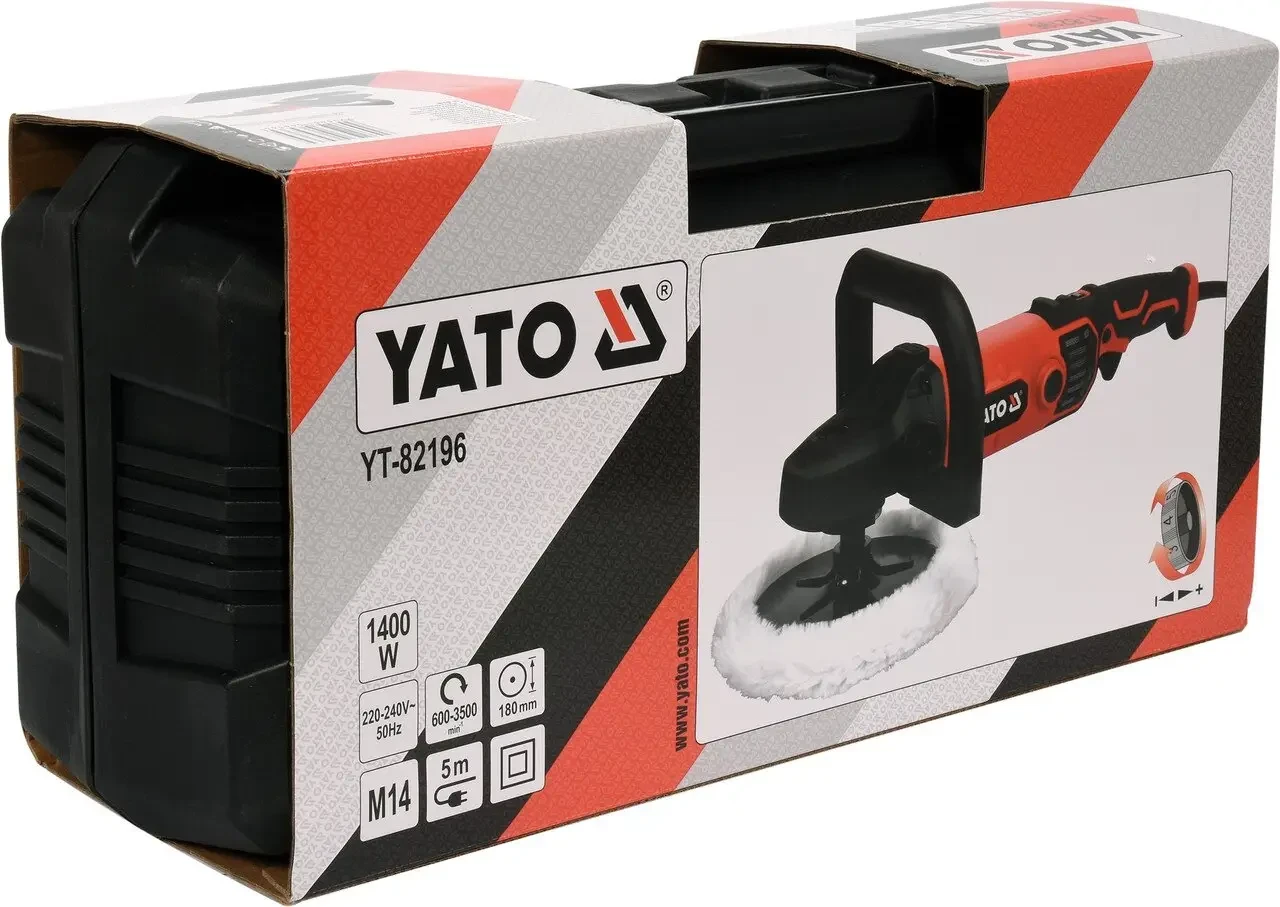 Полировальная машина YATO YT-82196  1400 Вт Ø180 мм 600-3500 об/мин М14