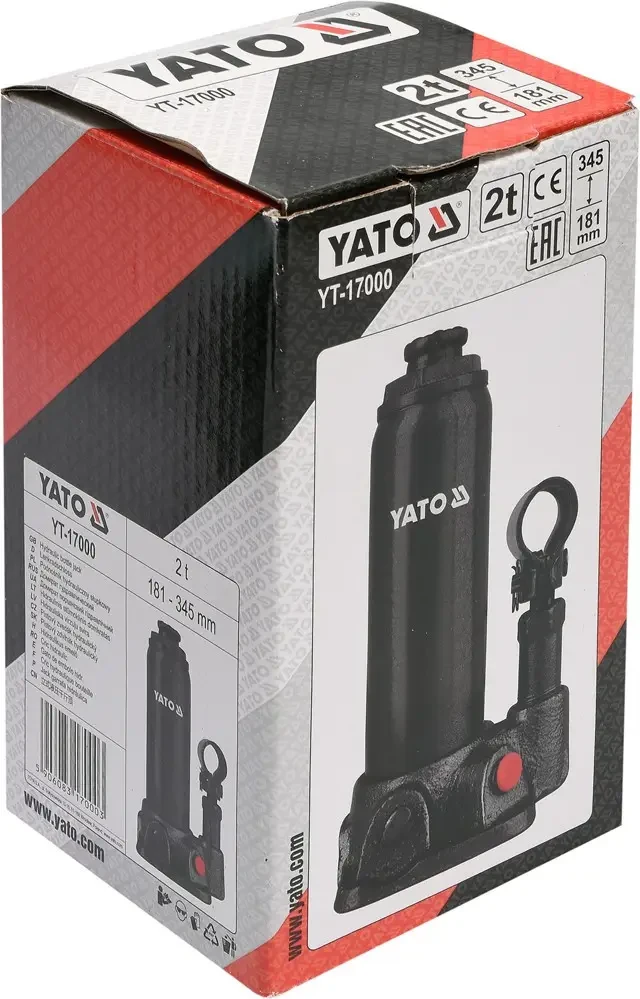 Домкрат гідравлічний пляшковий YATO YT-17000, 2 т 181-345 мм