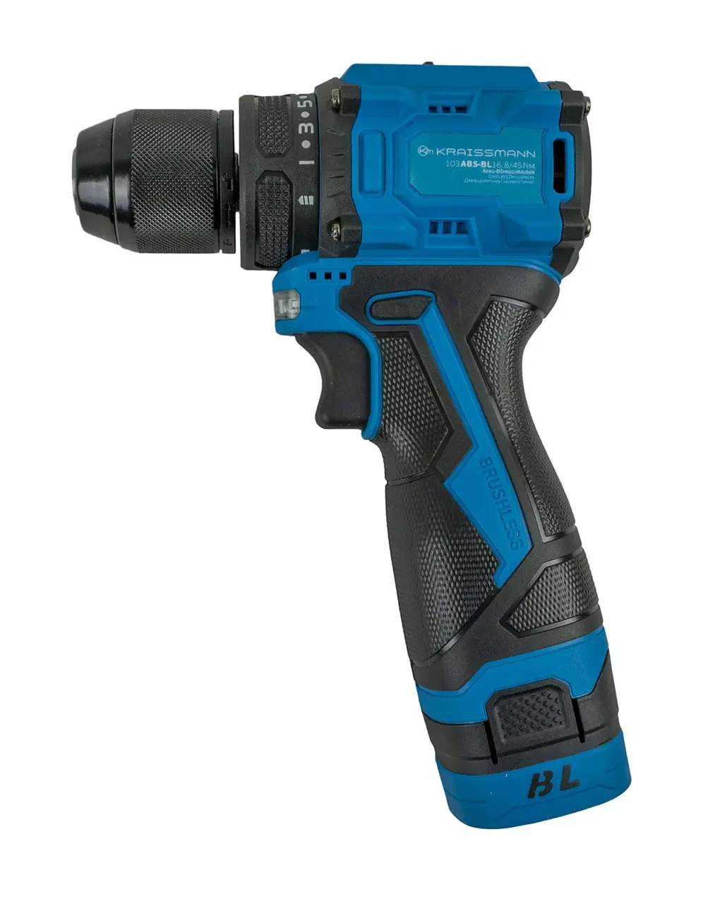 Шуруповерт аккумуляторный бесщеточный KRAISSMANN 103 ABS-BL (16,8 В, 45 Н*м, кейс)