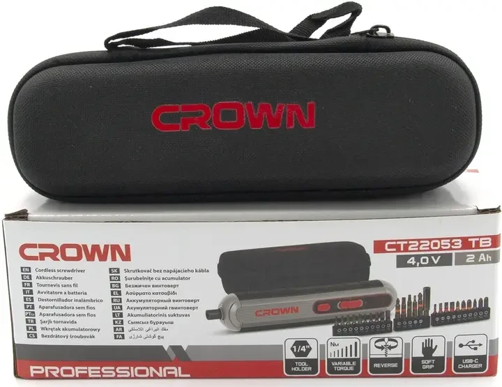 Аккумуляторная отвертка CROWN CT22053-ТВ