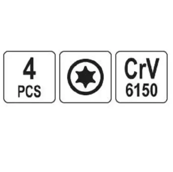 Набір накидних ключів Torx YATOYT-0530, Е6-Е24 4 шт