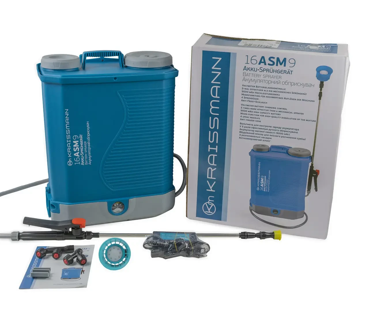 Обприскувач акумуляторний KRAISSMANN 16 ASM 9 (16 л, 9 А*год, вбудований міксер)