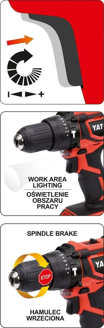 Шуруповерт-дриль акумуляторний YATO YT-82781 18 В 40 Нм (без акумулятора і зарядного пристрою)