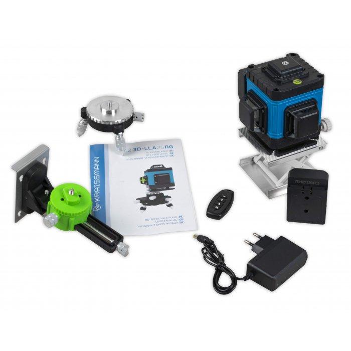 3D лінійний лазерний нівелір KRAISSMANN 12 3D-LLA 25 RG (зелений промінь) Професійна лінія