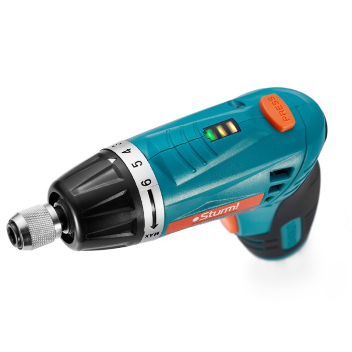 Акумуляторна викрутка з ліхтариком Sturm AS3503T, 3.6 В, 2,0 Ач, 5 Нм, поворотна ручка, набір біт