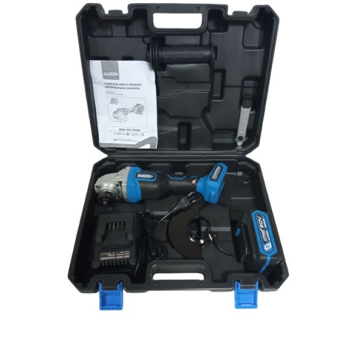 Акумуляторна кутова шліфмашина (болгарка) REDBO OAG-20/125BL, 20В, 4 А/год, диск 125 мм, рег. обертів, кейс
