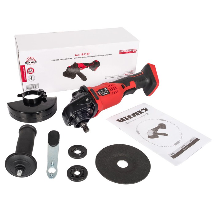 Аккумуляторная угловая шлифовальная машина (болгарка) Vitals Master ALs 18115P SmartLine, 18 В, диск 115 мм