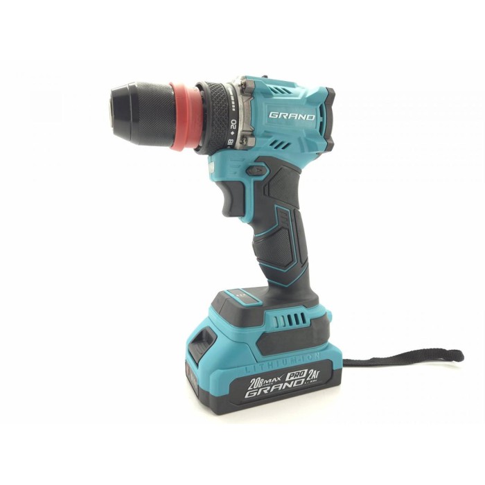 Акумуляторний шуруповерт Grand ДА-20/2 DFR BL, безщітковий двигун, 20В, 52 Нм, 2 АКБ, 2 а/год, DFR патрон
