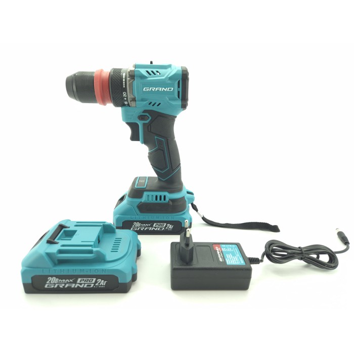 Акумуляторний шуруповерт Grand ДА-20/2 DFR BL, безщітковий двигун, 20В, 52 Нм, 2 АКБ, 2 а/год, DFR патрон