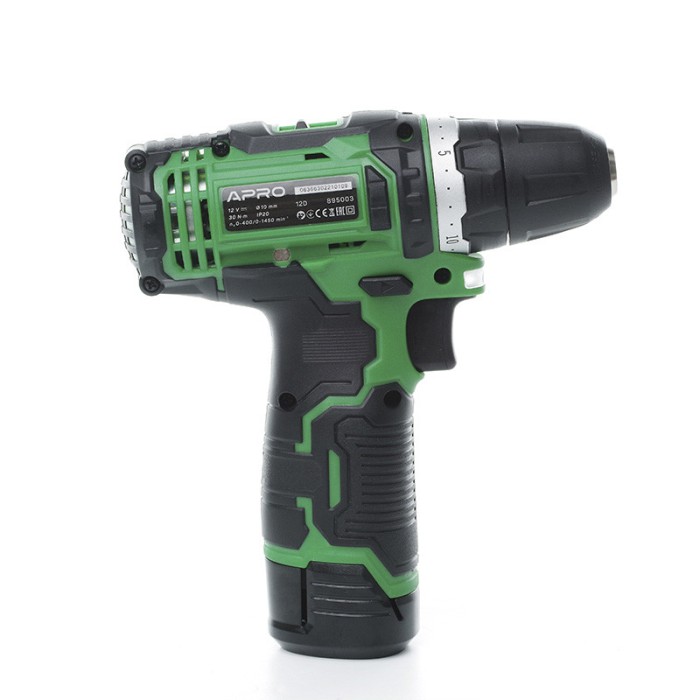 Дриль-шуруповерт APRO 12В,1,5 А, 12D, 2 АКБ, ЗУ, кейс