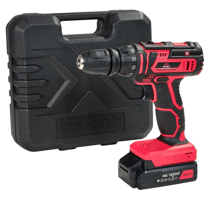 Шуруповерт акумуляторний Vitals AU 18/2KP QC, 18, 2 акк., 2 швидкості, DFR патрон, кейс, LED підсвічування