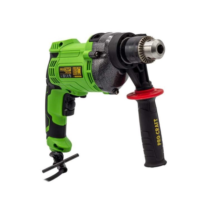 Дриль ударний Procraft PS1350, 1350 Вт, 2800 об/хв, ключовою патрон 13 мм, металевий корпус редуктора