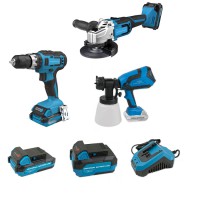 Комплект KRAISSMANN 20UL (краскораспылитель, угловая шлифмашина, ударный шуруповерт, АКБ 2Ач, АКБ 4 Ач, ЗУ)