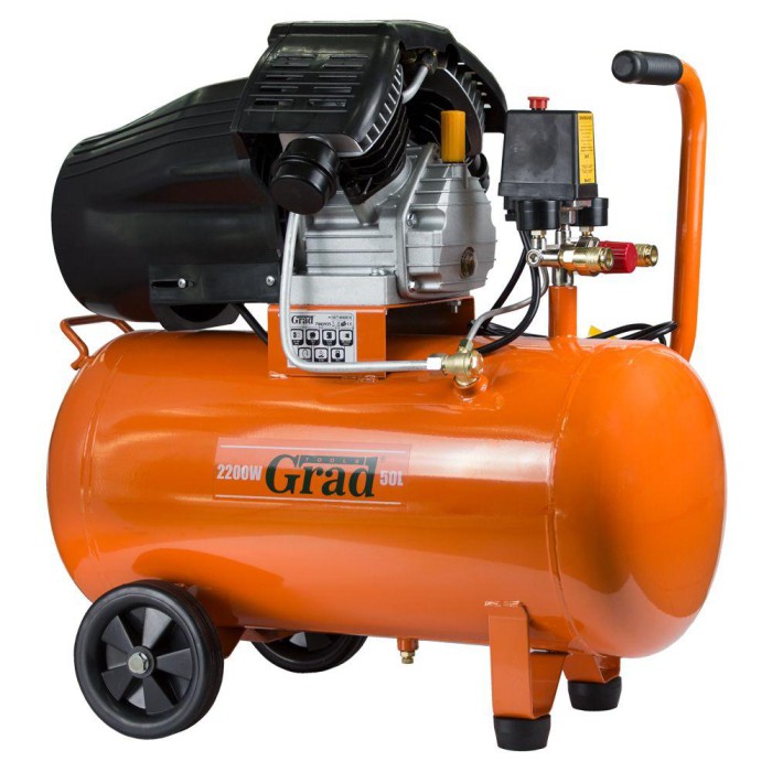 Компресор V 2.2 кВт 386 л/хв 8бар 50 л (2 крани) GRAD (7043935)