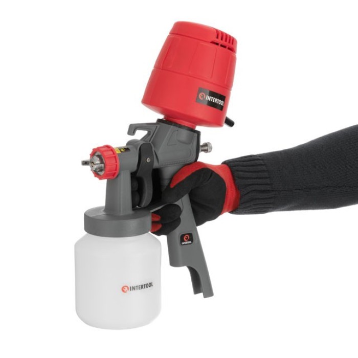 Електричний Краскопульт INTERTOOL DT-5045, HVLP 450 Вт., форсунка 1.5 мм, бачок 1л., 100-200 мл/хв