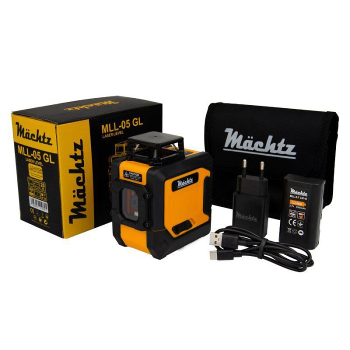 Лазерний рівень (нівелір) Mächtz MLL-05 GL, 20 м, 5 променів, зелений промінь, сумка чохол