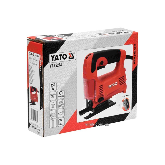 Лобзик с низкой вибрацией сетевой YATO YT-82274 (450 Вт 500-3100 об/мин 6/65 мм)