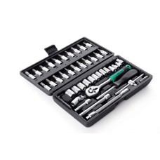 Набір насадок CrV 1/4 (72T) (46шт) (інструментів) торцевих c тріскачкою Сила 252046