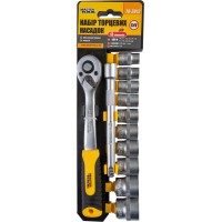 Набір насадок торцевих MASTERTOOL 78-3812, CrV 3/8" 10-24 мм, подовжувач 150 мм, тріскачка 72Т, 12 шт