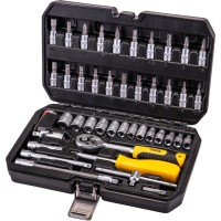 Набір насадок торцевих MasterTool 78-2047 PROFI, CrV 1/4" 4-14 мм,тріскачка 72Т, 46 шт, кейс