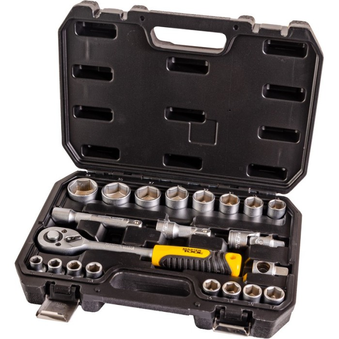 Набор насадок торцевых MasterTool 78-4021 PROFI, CrV 1/2” 10-32 мм, трещотка 72Т, 21 шт, кейс