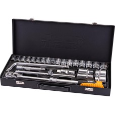 Набір насадок торцевих MasterTool 78-4126 PROFI, CrV 1/2" 8-32 мм, тріскачка 72Т, 26 шт, мет. кейс