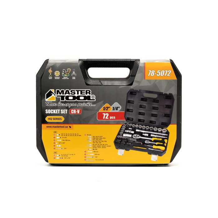 Набір насадок торцевих MasterTool 78-5072 PROFI, CrV 1/4