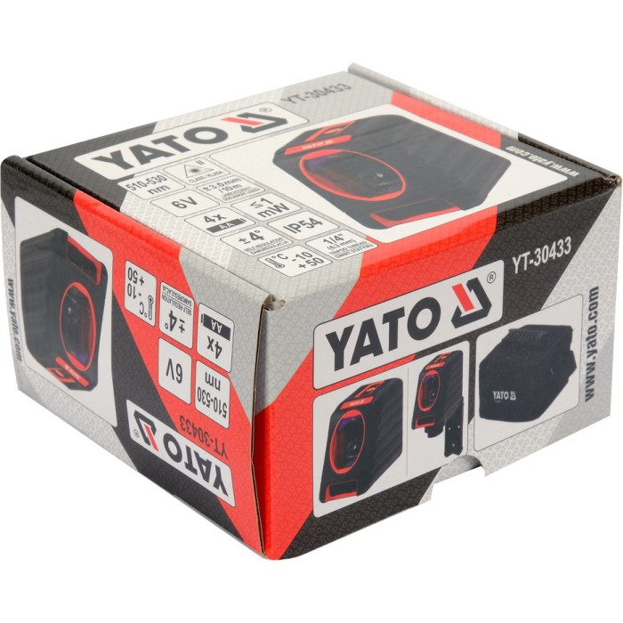 Нівелір лазерний самонівелюючий YATO YT-30433: точність- ±3 мм/ 10 м, верт./гориз. промені