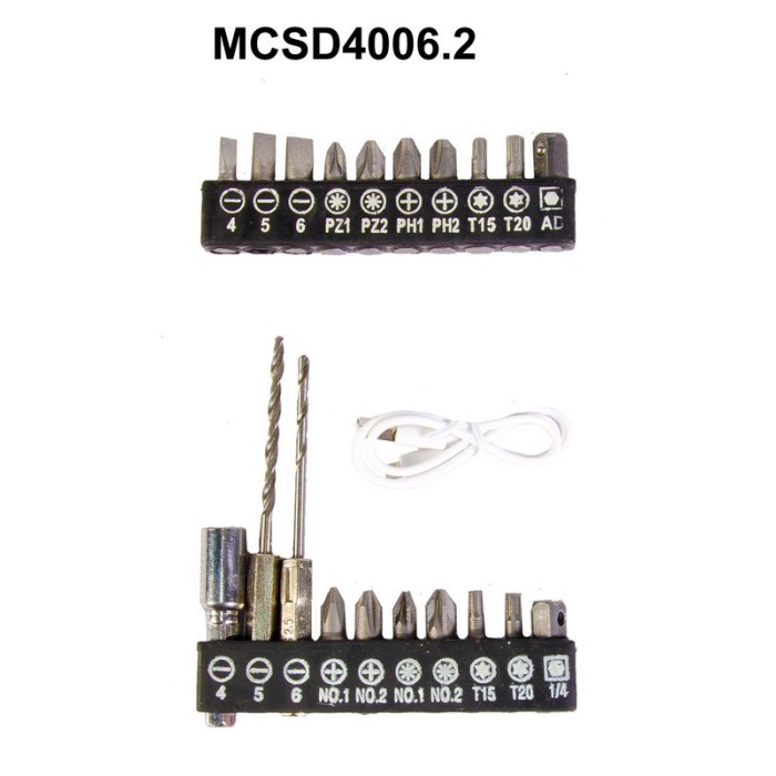 Отвертка аккумуляторная поворотная MPT MCSD4006.2, 4V, Li-ion, 1.5 Ач, 250 об/мин, 3.5 Нм, реверс, USB