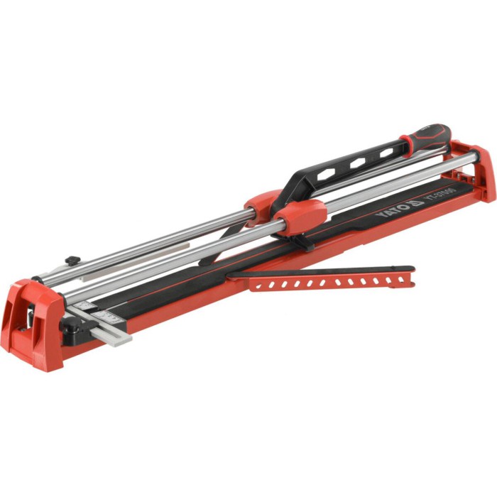 Плиткоріз ручний YATO з 2 напрямними, L= 80 cм, різець Ø= 22x6x6 мм, макс. товщина- 14мм, кут- 0-45° Плиткоріз ручний YATO з 2 напрямними, L= 80 cм, різець Ø= 22x6x6 мм, макс. товщина- 14мм, кут- 0-45°