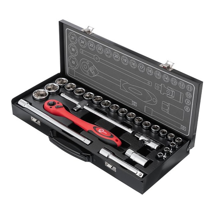 Профессиональный набор инструмента INTERTOOL ET-6027, 1/2'', 26 ед. (гол. 8-32 мм)