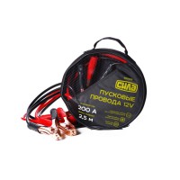 Пускові дроти 200 А, 12 V, Ø 8 мм, 2,5 м (кабель пусковий, прикурювач акумулятора) СИЛА 900303