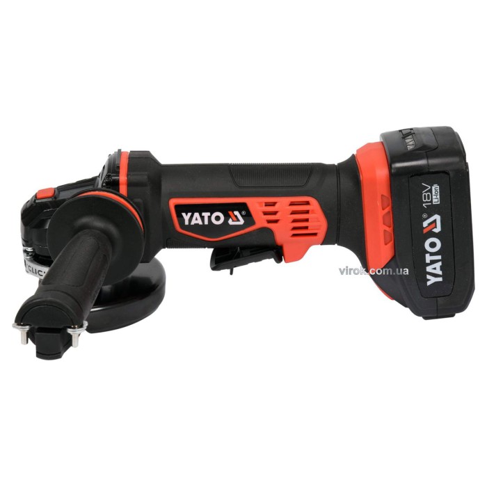 Шліфмашина кутова акумуляторна YATO 2Li-Ion, 18В, 3АГод, для диска Ø=125мм, з зарядним пристроєм [4]