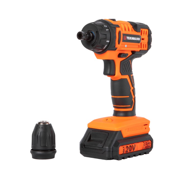 Шурупокрут акумуляторний Tekhmann TCD-18 S2 BS Kit, 18 В, 2 ак., LED, 2 швидкості, 50 Нм, набір біт і свердел Шурупокрут акумуляторний Tekhmann TCD-18 S2 BS Kit, 18 В, 2 ак., LED, 2 швидкості, 50 Нм, набір біт і свердел