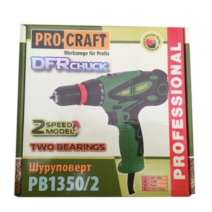Шуруповерт мережевий Procraft PB1350/2DFR патрон (для великого навантаження)