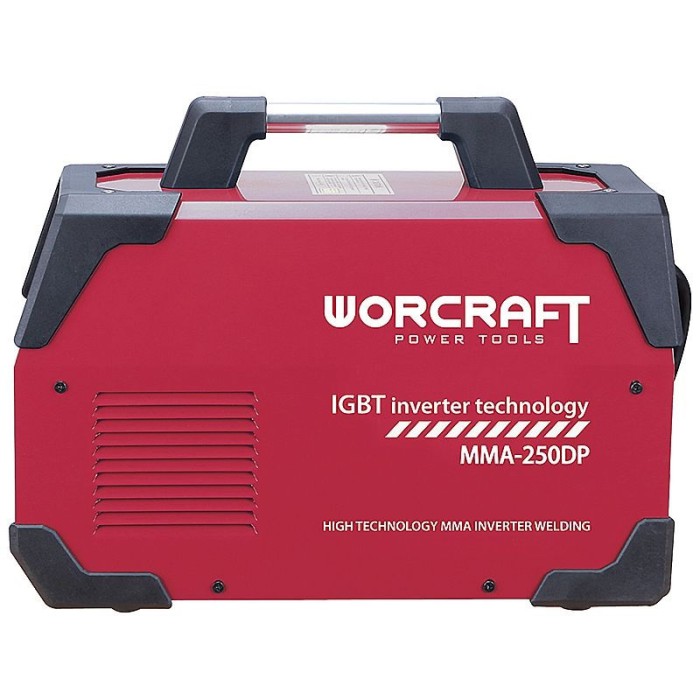 Сварочный инверторный аппарат Worcraft MMA-250DP, 9.6 кВт, сварочный ток 20-250 А, дисплей, электрод 1.6-6.0