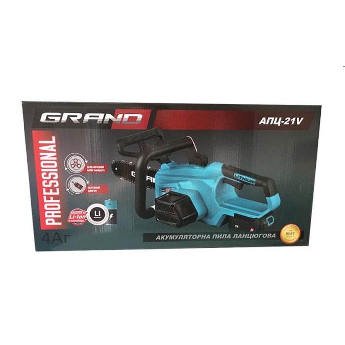 Цепная аккумуляторная пила Grand АПЦ-21V (шина 305 мм, 2 АКБ, 21 В, 4 А*ч)