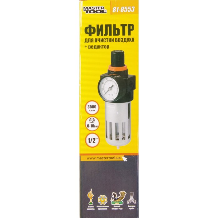 Повітряний фільтр + редуктор MasterTool 81-8553, мет., 1/2