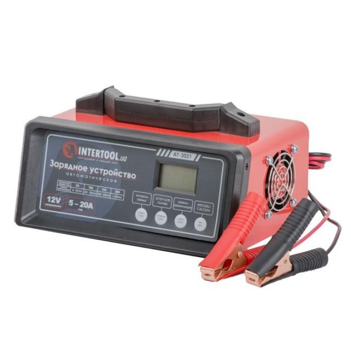 Зарядний пристрій INTERTOOL AT-3021, 12В, 5/10/15/20А, 160 Вт, режим реанімації, десульфатации акумулятора