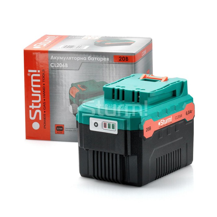 Аккумулятор Sturm Li-Ion 20В, 6.0 Ач с индикатором заряда CL206B