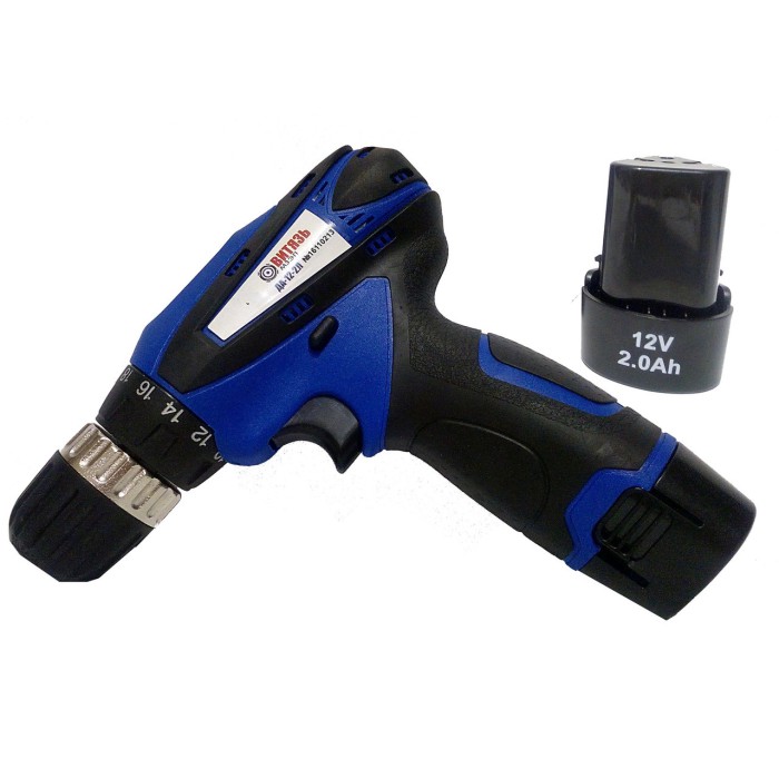 Аккумуляторный шуруповерт  Витязь ДА 12-2Л Li-on (2 аккумулятора, 12 В, подсветка, кейс)