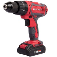 Аккумуляторный шуруповерт ударный Worcraft CD-20LiH, 20 В, 1550 об/мин, LED подсветка, кейс, 2 акк.,